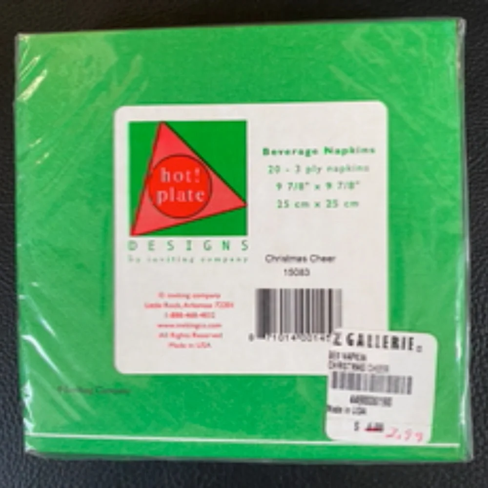 Z Gallerie Christmas Cheer Cocktail Napkins, 4 Pack - Green